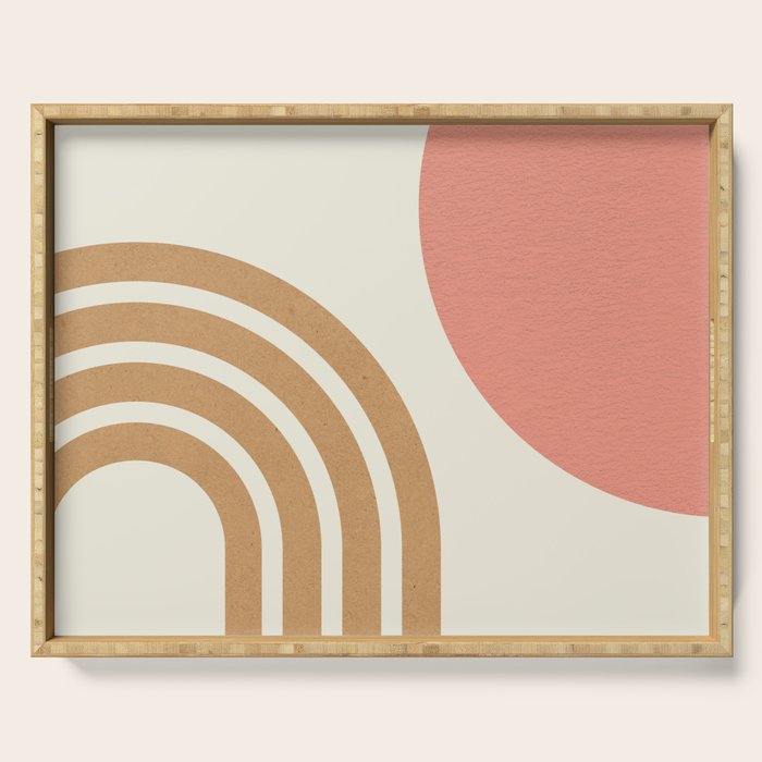 Mid century modern pink Sun and Rainbow Serving Tray Gallery Image 1