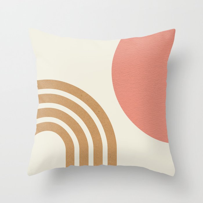 Mid century modern pink Sun and Rainbow Throw Pillow Gallery Image 6