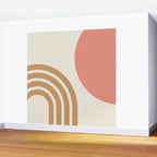 Mid century modern pink Sun and Rainbow Wall Mural Gallery Image 2