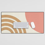 Mid century modern pink Sun and Rainbow Desk Mat Gallery Image 1