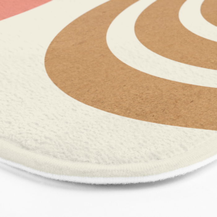 Mid century modern pink Sun and Rainbow Bath Mat Gallery Image 3