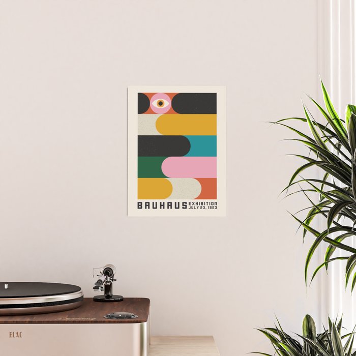 Bauhaus Retro Exhibiton Poster, Colorful Eclectic Geometric Print 1 Poster Gallery Image 2