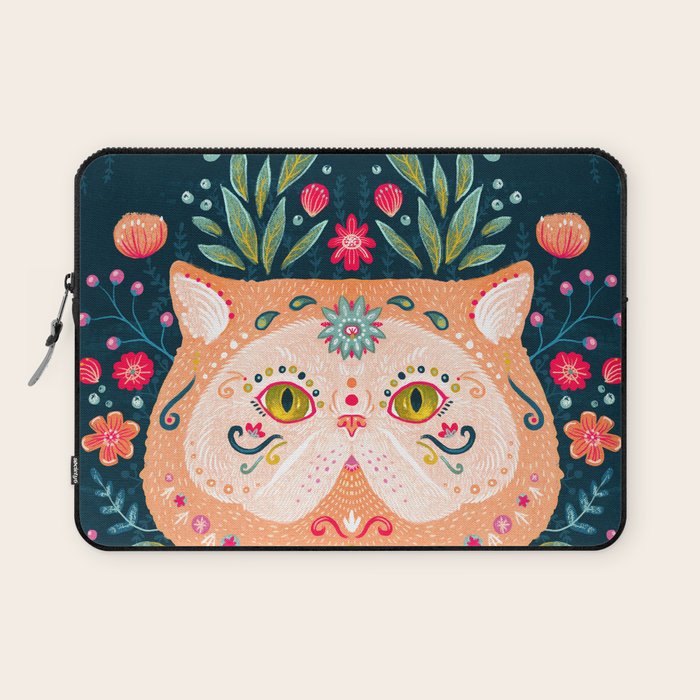 Candied Sugar Skull Kitty Laptop Sleeve Gallery Image 1