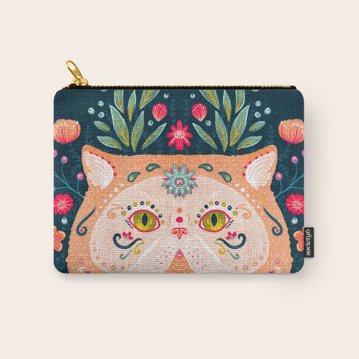 Candied Sugar Skull Kitty Carry All Pouch Gallery Image 1