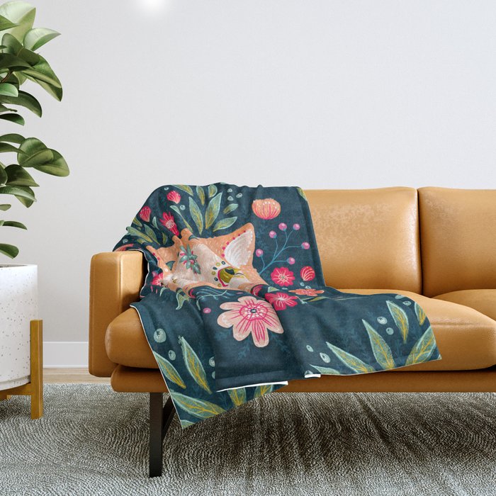 Candied Sugar Skull Kitty Throw Blanket Gallery Image 1