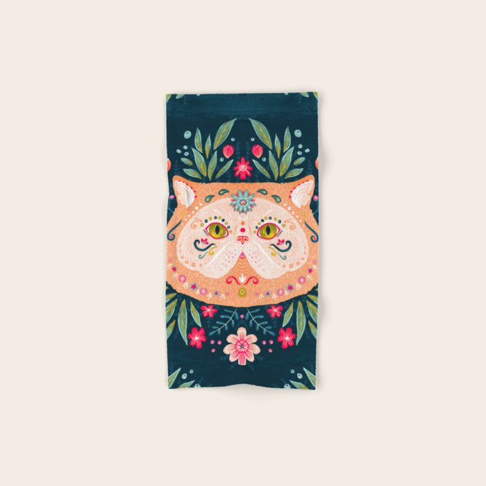 Candied Sugar Skull Kitty Bath Towel Gallery Image 1