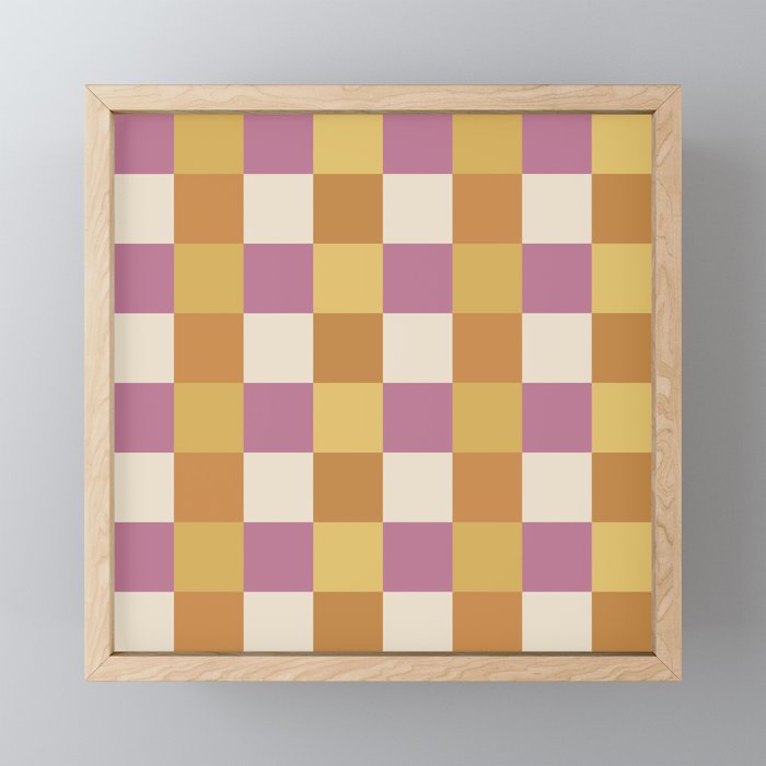 Checkered Multicolor Pattern XXXII 60s Summer Pink Orange Mini Art Print Gallery Image 1