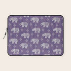 Elephants on Linen - Amethyst Laptop Sleeve Gallery Image 1