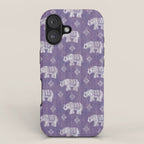Elephants on Linen - Amethyst iPhone Case Gallery Image 1