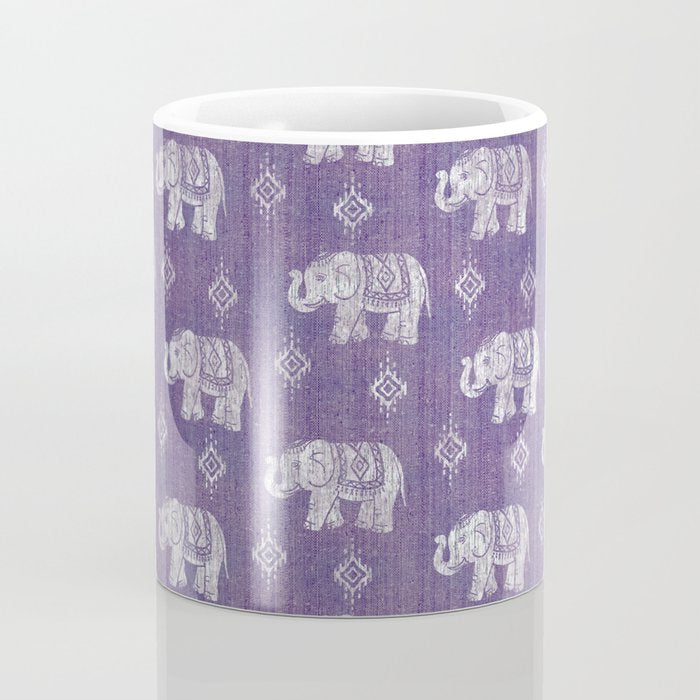 Elephants on Linen - Amethyst Coffee Mug Gallery Image 4