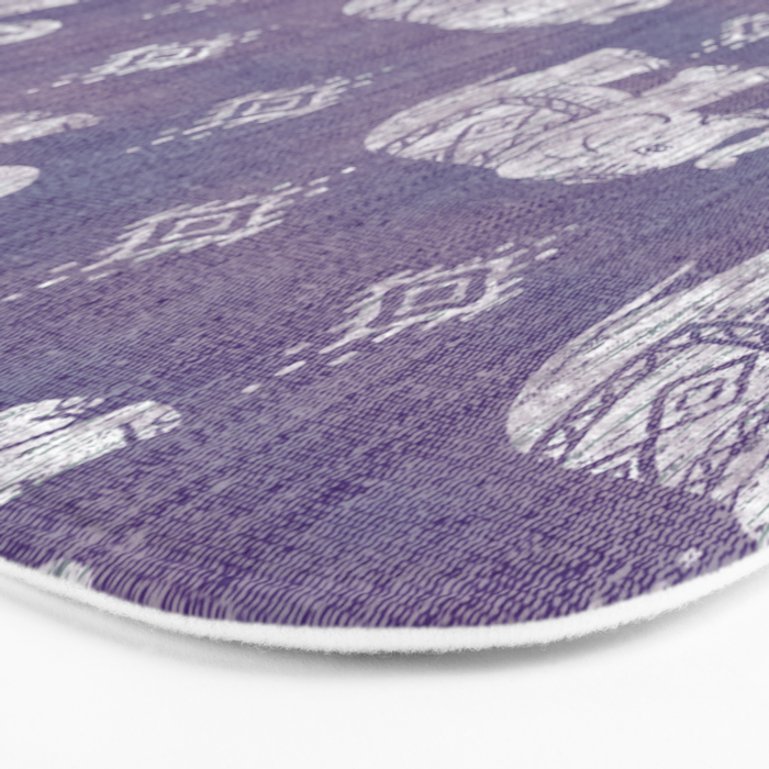 Elephants on Linen - Amethyst Bath Mat Gallery Image 3