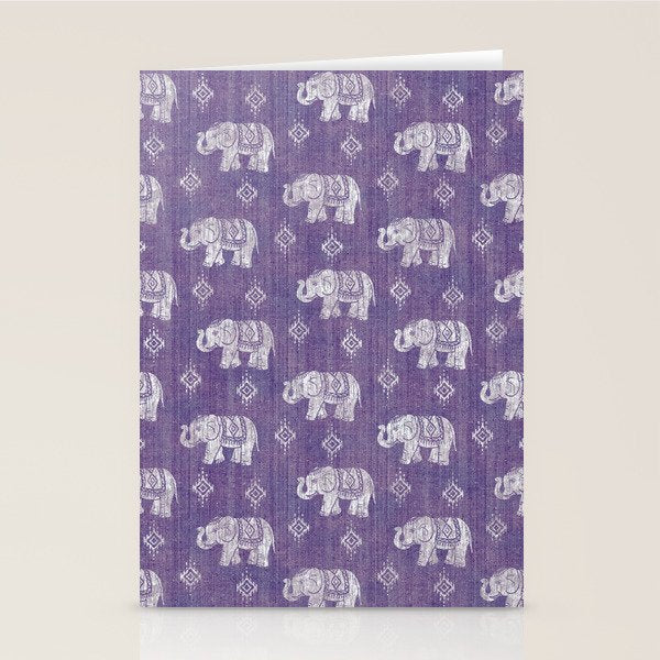 Elephants on Linen - Amethyst Stationery Card Gallery Image 1