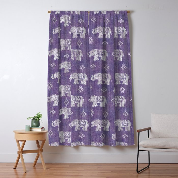 Elephants on Linen - Amethyst Window Curtain Gallery Image 5
