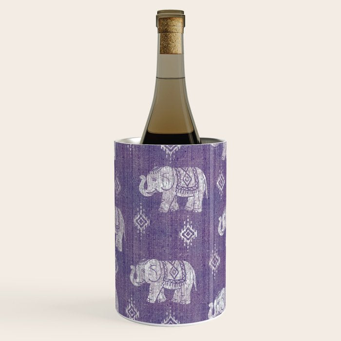 Elephants on Linen - Amethyst Wine Chiller Gallery Image 1