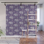 Elephants on Linen - Amethyst Wall Mural Gallery Image 1