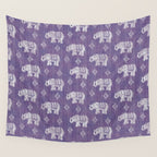 Elephants on Linen - Amethyst Wall Tapestry Gallery Image 4