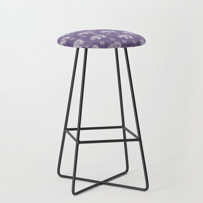 Elephants on Linen - Amethyst Stool Gallery Image 1