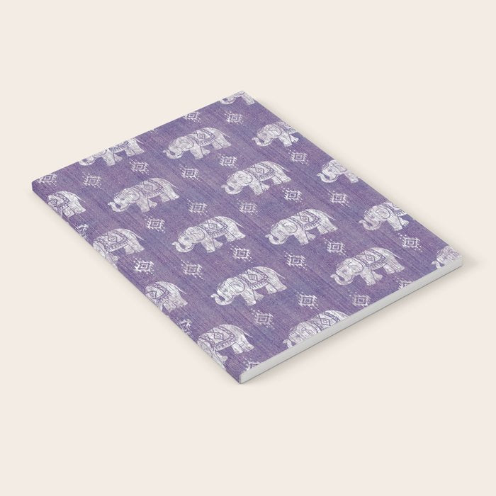 Elephants on Linen - Amethyst Notebook Gallery Image 1