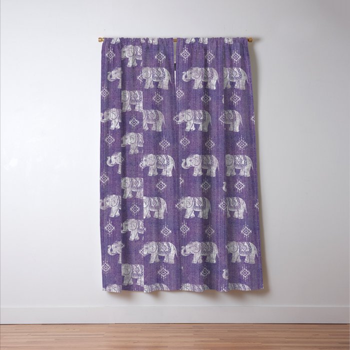 Elephants on Linen - Amethyst Window Curtain Gallery Image 3