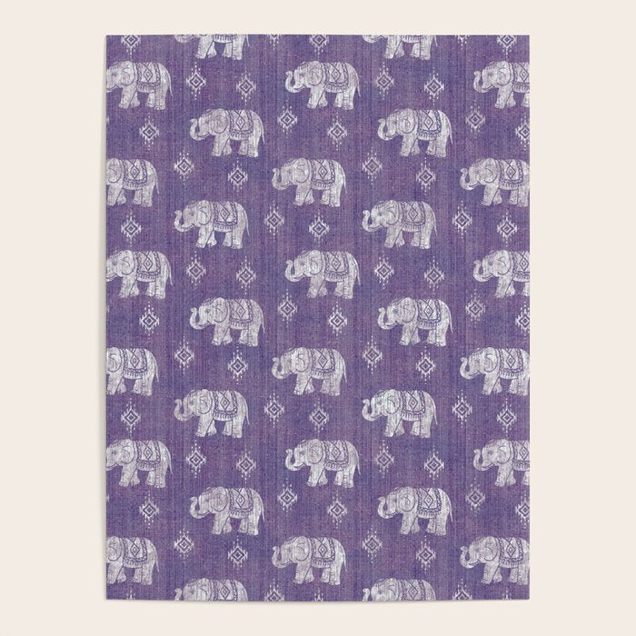 Elephants on Linen - Amethyst Poster Gallery Image 4