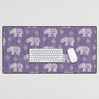 Elephants on Linen - Amethyst Desk Mat Gallery Image 1