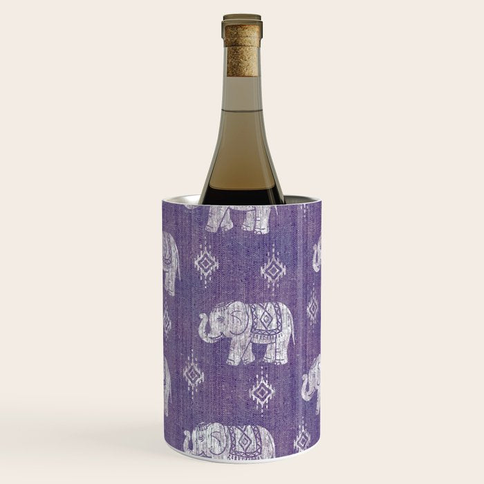 Elephants on Linen - Amethyst Wine Chiller Gallery Image 3