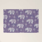 Elephants on Linen - Amethyst Welcome Mat Gallery Image 1
