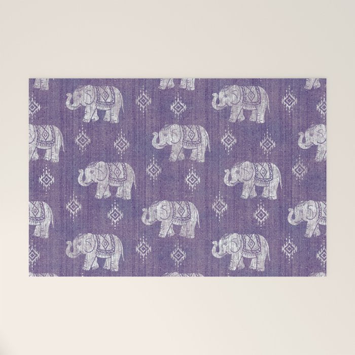 Elephants on Linen - Amethyst Welcome Mat Gallery Image 1