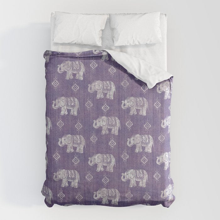 Elephants on Linen - Amethyst Duvet Cover Gallery Image 6
