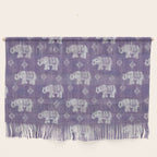 Elephants on Linen - Amethyst Wall Hanging Gallery Image 1