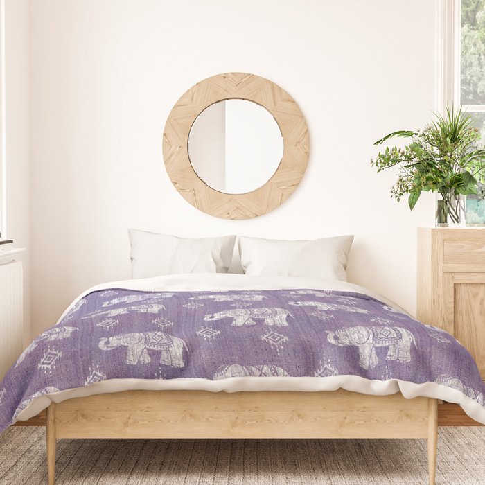 Elephants on Linen - Amethyst Duvet Cover Gallery Image 3