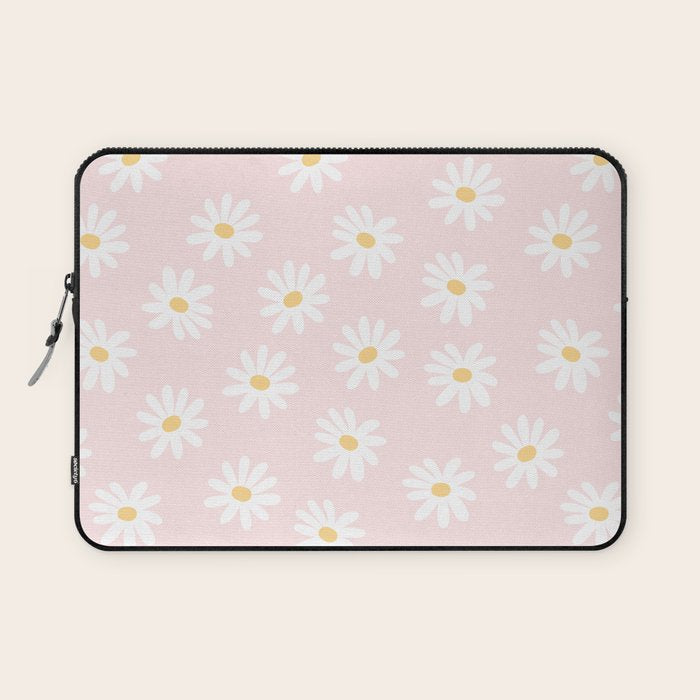 Pink Daisy Pattern Laptop Sleeve Gallery Image 1