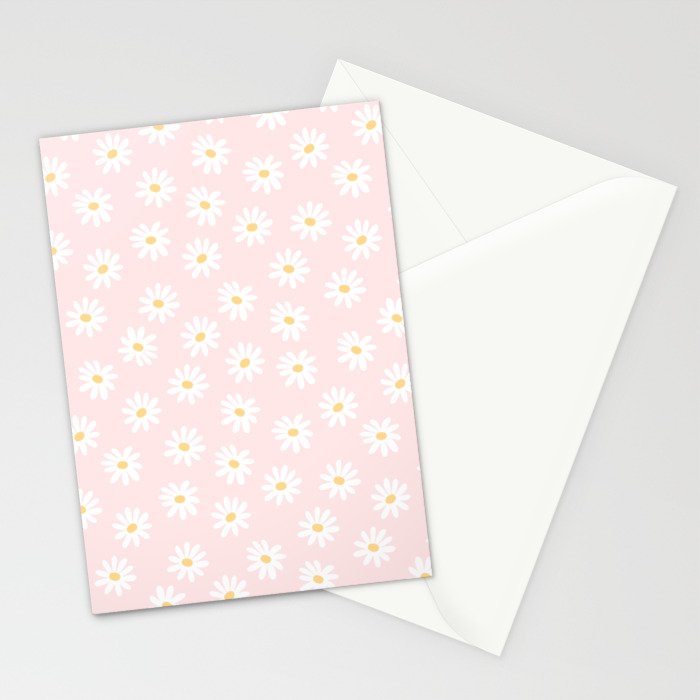 Pink Daisy Pattern Stationery Card Gallery Image 2