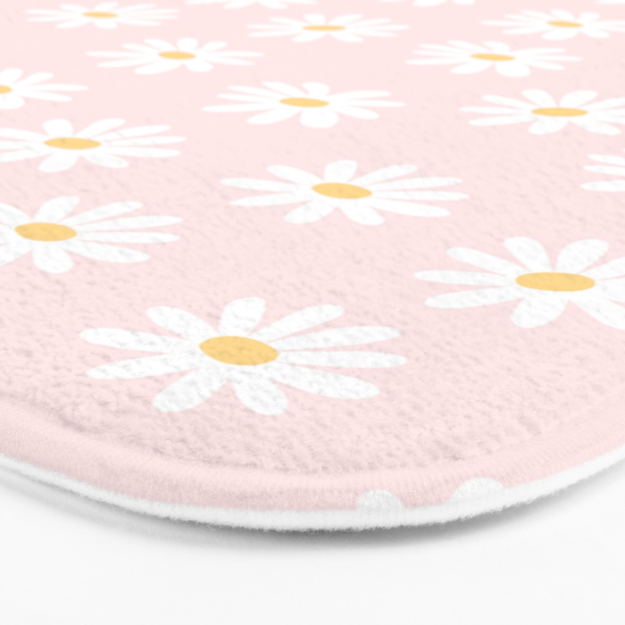 Pink Daisy Pattern Bath Mat Gallery Image 3