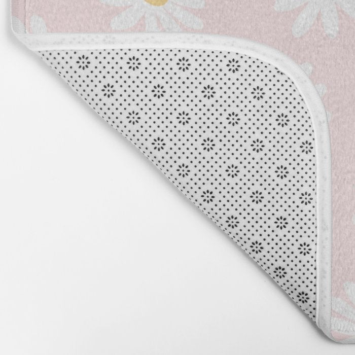 Pink Daisy Pattern Bath Mat Gallery Image 2