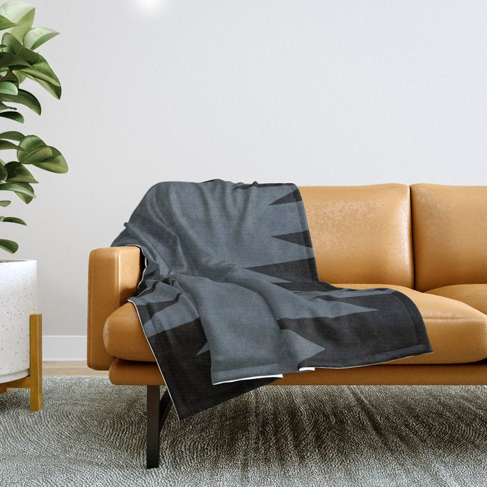 Geometric Southwestern Minimalism - Neutral Blue Throw Blanket Gallery Image 1