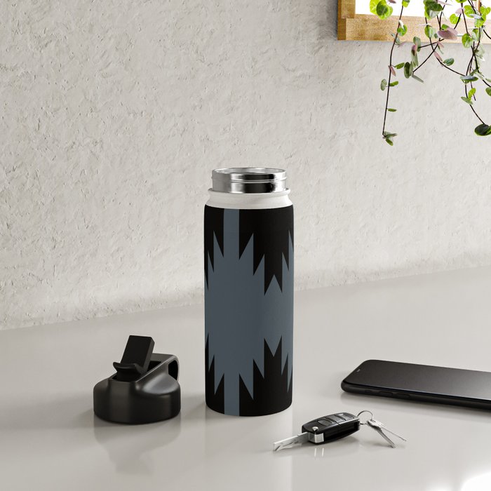 Geometric Southwestern Minimalism - Neutral Blue Water Bottle Gallery Image 4