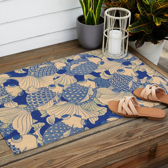 Blue Fish Outdoor Rug Gallery Image 2