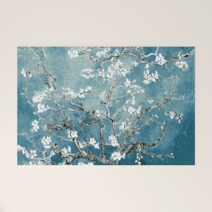 Vincent Van Gogh Almond Blossoms Teal Welcome Mat Gallery Image 1