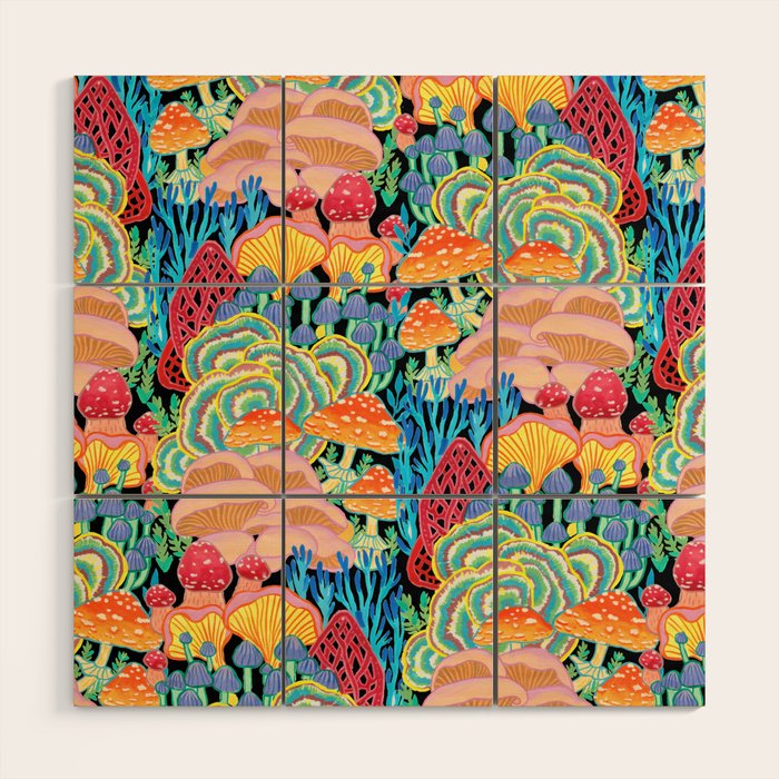 Fungi World (Mushroom world) - BKBG Wood Wall Art Gallery Image 1
