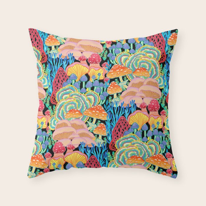 Fungi World (Mushroom world) - BKBG Throw Pillow Gallery Image 6