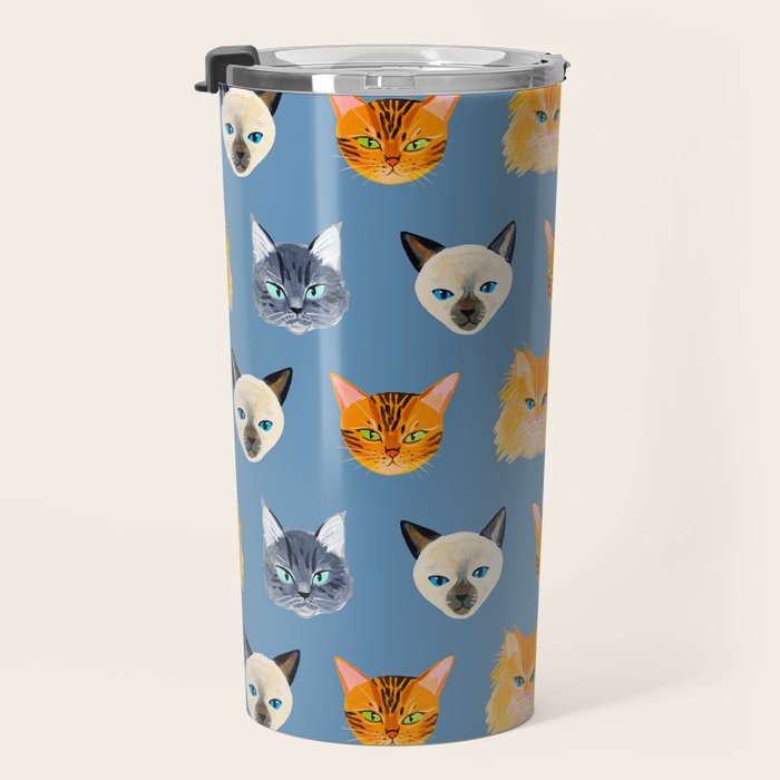 Cats Blue Travel Mug Gallery Image 3