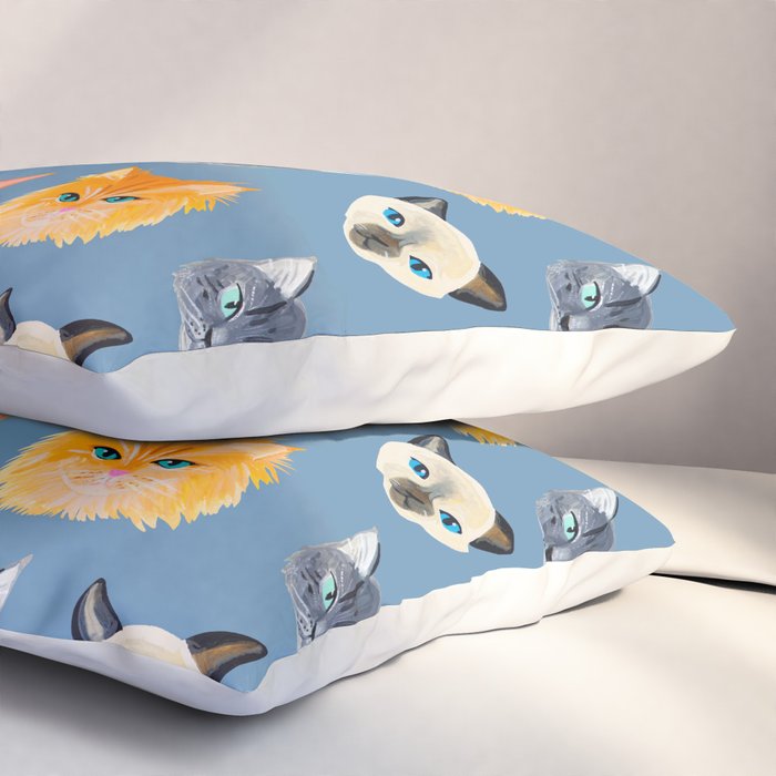 Cats Blue Pillow Sham Gallery Image 3