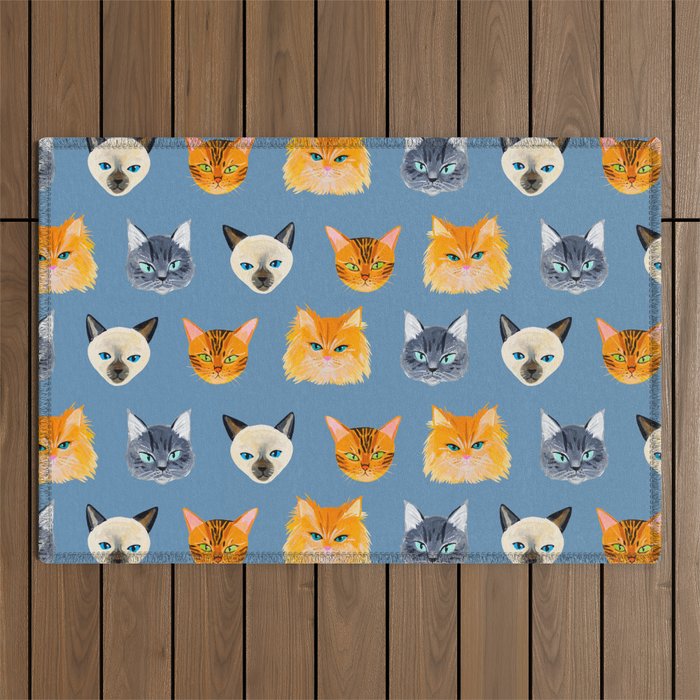 Cats Blue Outdoor Rug Gallery Image 1