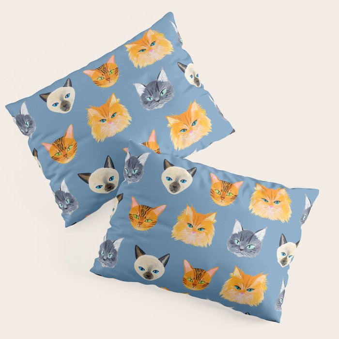 Cats Blue Pillow Sham Gallery Image 3