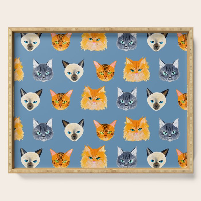 Cats Blue Serving Tray Gallery Image 1