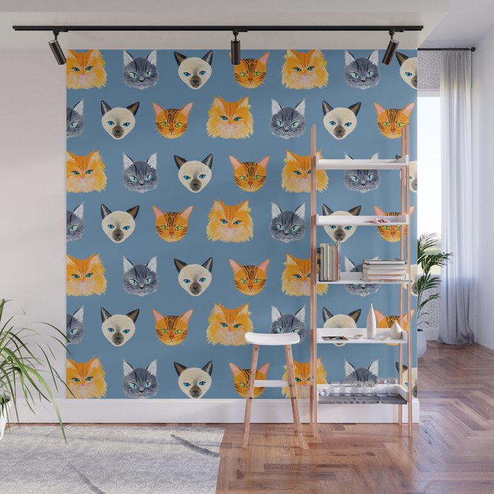 Cats Blue Wall Mural Gallery Image 1