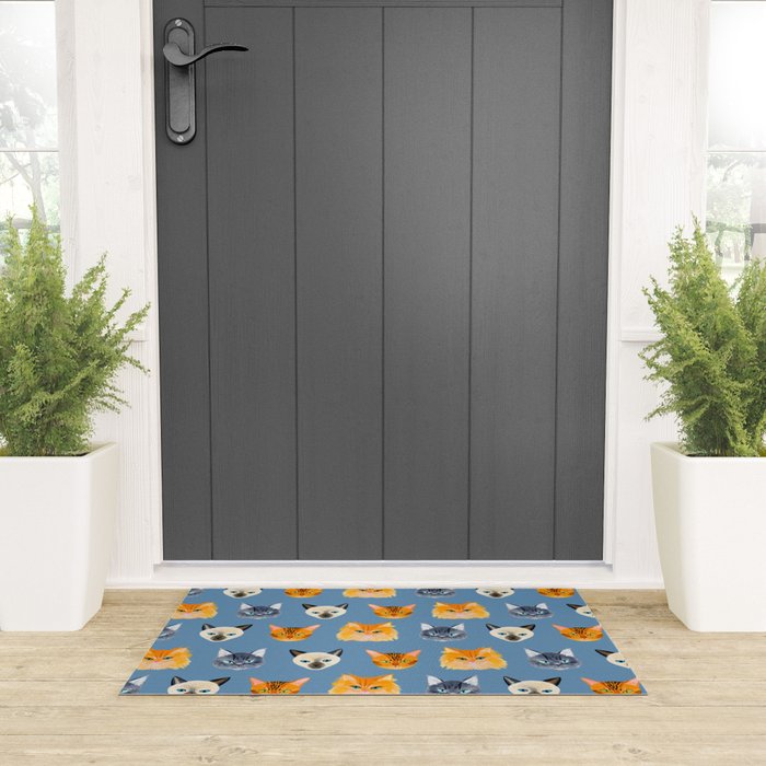 Cats Blue Welcome Mat Gallery Image 3