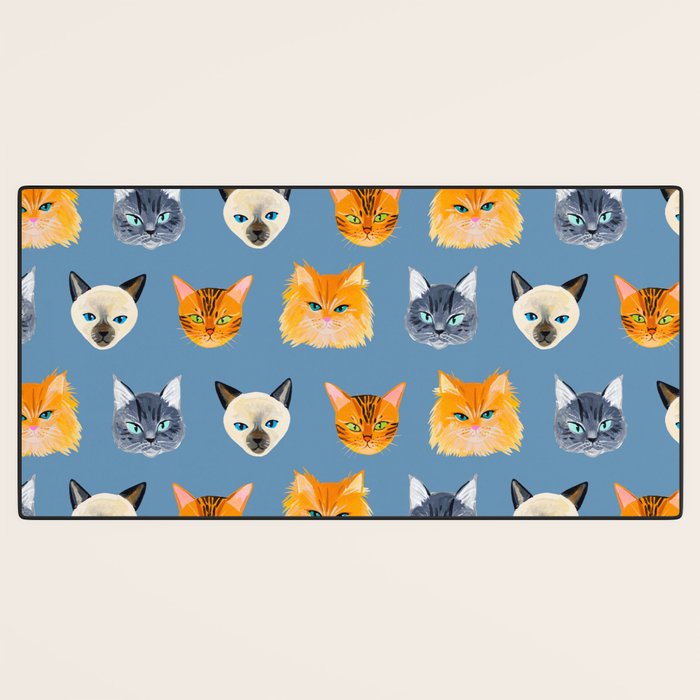 Cats Blue Desk Mat Gallery Image 3