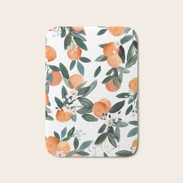 Dear Clementine - oranges on white Bath Mat Gallery Image 1